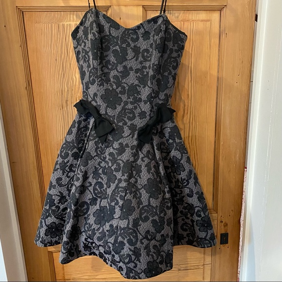 Betsy Johnson Full Skirted Brocade Strapless Mini Gown Gothic Witchy Victorian - Picture 10 of 14